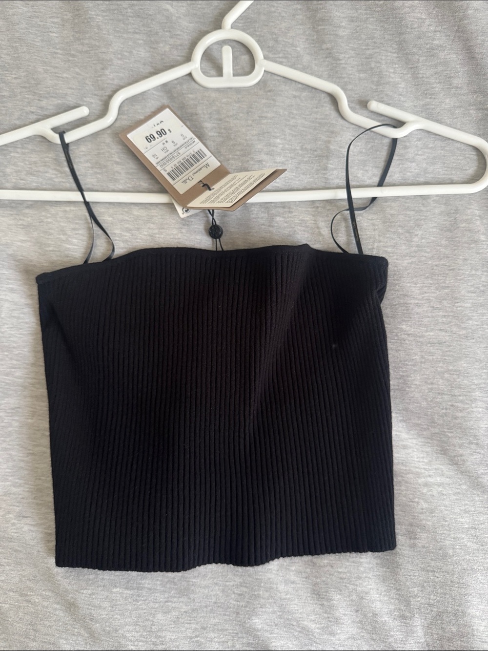 Massimo Dutti Black Ribbed Spaghetti Strap Camisole